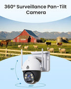 AKINGUAR No WiFi Security Camera with 4G LTE SIM Card, Wireless Outdoor Cellular Security Camera, 2K Color Night Vision, Solar Powered, 360° Live View, PIR Motion Sensor, Pecfect for Farm & RV