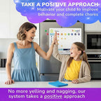 QUOKKA Magnetic Behavior Chore Chart for Kids at Home - Gift Reward Visual Schedule Chart - Dry and Erase Routine and Responsibility - Use 48 Magnets & 49 Stars - from Toddlers to Teens