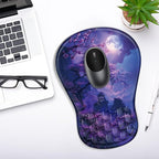 YIWEI Ergonomic Mouse Pad with Wrist Rest - Comfortable Office Mousepad with Memory Foam Wrist Support for Carpal Tunnel Relief, Mouse Pads with Non-Slip Base for Gaming and Home (Moonlit Night)