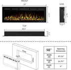 50" WiFi Electric Fireplace Inserts, Recessed and Wall Mounted Fireplace Heater W/Adjustable Flame Color & Brightness, Thermostat, 9H Timer, App and Remote Control, 750/1500W