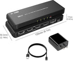 DisplayPort to HDMI Splitter for 4 Monitors, 8K@60Hz HDMI Splitter Extended Display 1 DP in 4 HDMI Out DisplayPort MST Hub for Multiple Monitor, Compatible with Computer, Graphic Card, PC