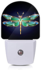 Axxitude Green Dragonfly Night Lights Plug into Wall for Girls Boys Room,Night Light LED Lamp Dusk to Dawn Sensor Round Lamp for Bedroom Bathroom Hallway Home Wall Decor Nightlight