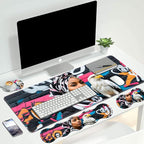 4 in 1 Ergonomic Keyboard Wrist Rest & Mouse Pad Wrist Rest Set, Large XXL Gaming Desk Mat 31.5"x 11.8" with Non-Slip Base, Memory Foam for Home Office Study Gaming, American Black Girl Bald Eagle