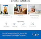 TP-Link Tapo 2K QHD Pan/Tilt Security Camera for Pet Camera, Baby Monitor, Motion Detection, Motion Tracking, 2-Way Audio, Night Vision, Cloud &SD Card Storage, Works w/Alexa & Google Home(Tapo C220)