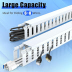 Open Slot Wiring Raceway Cable Duct, 123in Cable Management Channel Cord Track,Desk Wire Channel, Under Desk Cable Management to Hide Cables, Wires for Computers (White, 1.18" Hx1.57"W, 15.4''L(8 Pc))