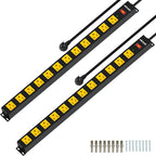 12 Outlet Long Power Strip, 2100 Joules Surge Protector, 6FT Power Cord, Wide Spaced Outlet Power Bar, Overload Protection Switch, Industrial Heavy Duty for Work Bench, Shop, Garage, 2 Pack…