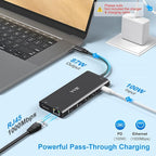 USB C Docking Station Dual Monitor for Dell/Lenovo/HP Laptop Docking Station HDMI USB C Hub Multiport Adapter Dongle Dock USB C to 2 HDMI +DisplayPort+Ethernet+4USB+2USB C+100W PD Charger+SD/TF+Audio