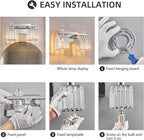 FDPBY Chrome Bathroom Vanity Lights Crystal Vanity Light Bathroom Lighting Fixtures 2 Light Modern Vanity Lighting Fixtures