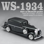 WSTER Vintage Car Bluetooth Speaker, Retro Classic Model with Powerful Sound, Built-in Mic, TWS Dual Pairing, Multi-Interface Output, Portable Wireless Outdoor Speaker for Parties & Beach (Black)