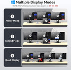 USB C Docking Station Dual Monitor Adapter for Dell HP, Laptop Docking Station 3 Monitors Quad Display USB C Hub Dongle to 2 HDMI,DP,VGA,3 USB,PD,100W PD,Ethernet, 9 in 1 Thunderbolt Dock for Surface