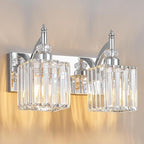 BBLLWJ Modern Bathroom Vanity Light 2-Light Chrome Crystal Light Fixtures Over Mirror for Bathroom Wall Sconce