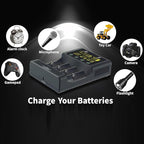 18650 Battery Charger, MIEKLALE 4-Bay 3A Fast Rechargeable Battery Charger with Smart LCD Display,Discharge & Testing Functions for Rechargeable Batteries Li-ion 16340 18650 26650 10440 14500