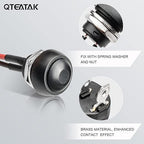 QTEATAK 1/2"(12mm) Pre-Wired Mounting Hole On/Off Mini Round Waterproof Momentary Push Button Switch JF-33B -2Pack