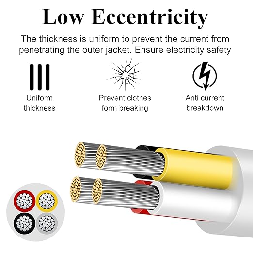 20 Gauge 4 Conductor Electrical Wire, 16.4 FT Low Voltage 20/4 Tinned Copper Stranded 4 Wire Cable, 20 AWG White Flexible Extension Cord for Sprinkler, Thermostat, Speaker, Irrigation, Automotive