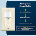 TOPGREENER Motion Sensor Light Switch Dimmer, Electronic Dimmer with PIR Motion Sensor, Occupancy & Vacancy Modes, 150W LED/CFL, Single-Pole, UL Listed, TDODS5-120-LA, Light Almond