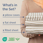 Cal King Size 4 Piece Sheet Set - Comfy Breathable & Cooling Bed Sheets Set - Hotel Luxury Bedding for Women, Men, Kids, Teens, Boys & Girls - Deep Pockets & Wrinkle Free - Oeko-Tex - Beige Stripes 2