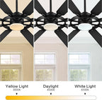 ELEHINSER 72 Inch Ceiling Fan with Lights and 3 Downrods, 8 Plywood Blades, 6-Speed Noiseless Reversible DC Motor, 3CCT, Windmill Ceiling fan for Kitchen Bedroom Living Room, Matte Black