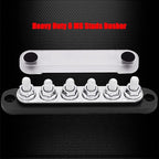 6 x M8 (5/16") Studs Power Distribution Block Bus Bar 12V, Ampper 5.9" HD 200A Marine BusBar Battery Distribution Block W/Cover for Car Boat Solar (Black)