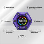 Printers Jack, Productivity Cube Timer, Visual Pomodoro Timer, Mute & Vibration & Adjustable Sound Alert, ADHD, for Office, Study, Work, 3/5/10/25/30/60min & Custom Countdown - Purple
