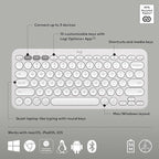 Logitech Pebble Keys 2 K380s, Multi-Device Bluetooth Wireless Keyboard with Customizable Shortcuts, Slim and Portable, Easy-Switch for Windows, macOS, iPadOS, Android, Chrome OS - Tonal White