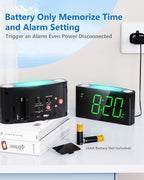 Digital Alarm Clock for Bedroom - 7 Color Night Light, USB and Type-C Charger,7.5" Large Number Screen & Dimmer,12/24H,Battery Backup,Easy Loud Electric Alarm Clock for Heavy Sleeper,Boy&Girl Kid Teen