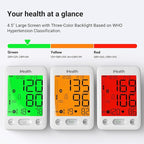 iHealth Accu Luminate Blood Pressure Monitor – 4.5" Tri-Color WHO-Based LCD(White), Clinically Accurate, Irregular Heartbeat Alert, Body & Cuff Detection, Bluetooth Cloud Sync, Large 8.6"–17" Cuff