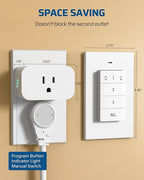 DEWENWILS Remote Control Outlet, Wall Mounted Wireless Light Switch, 2 Independent Control Sockets Electrical Remote Outlet Switch for Lamps, Fans, Household Appliance, No Wiring,100 Ft Range