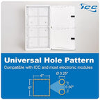 ICC 28” Plastic Structured Wiring Enclosure, Media Enclosure with Voice, Data, and Video Modules with Cover, Recessed Wall Box for Distribution of Networking Services, White