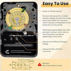 careNEW T101 Mechanical Timer Switch - 120V 2HP 40A SPST Electromechanical Timers, 12 ON/Off 24 Hour Timer with Tripper for Lights, Pool Pumps, Water Heater Fans & HVAC Systems