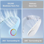 GULAKI Portable Neck Fan, Personal Fan with 4000mAh Battery, Rechargeable Neck Fan with 3 Speeds and 64 Cool Lights, Birthday Gifts for Men Women Mom Dad, Hands Free Cooling fan for Summer(Blue)