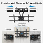 Full Motion TV Wall Mount Articulating Arms Swivel Tilt Rotation for Most 37-84 Inch OLED, LCD, LED Flat Curved TVs, Extension to 24 inch Wood Stud up to 132lbs Max VESA 600x400mm by Pipishell