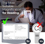 MAGNIPROS Patented 5X Large LED Page Magnifier with Detachable Stand | Eye Caring 3 Color Light Modes & Anti-Glare Lens to Reduce Eye Strain-Ideal for Reading Fine Print, Crafting, Low Vision Seniors