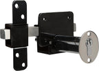 Gatemate 1490116 Euro Single Long Throw Lock with Thumb Turn P11, Black/Stainless Steel, 70mm