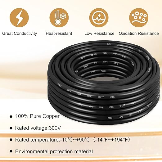 MOOKEERF 14/4 AWG Mini-Split Cable - 250FT 14 AWG 4 Conductor Control Cable 300V Stranded Oxygen-Free Pure Copper Wire for Mini Split Air Conditioner,Heat Pump,HVAC Systems and Speaker Systems
