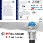 ZGSZJHF UL Listed Mini Indicator Light 8mm 0.31" Waterproof IP67 110V-120V Domed Sphere High Head Metal 304-Stainless Steel LED Lamp Pilot Light with 140mm Wire