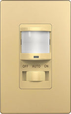 TOPGREENER in Wall PIR Motion Sensor Light Switch, Occupancy Sensor Switch, Neutral Wire Required, On/Off Override, Single Pole, 4A, 500W, Wall Plate Included, TSOS5-GDSWP, Gold