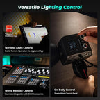 SmallRig RC 100C RGBWW LED Video Light, with App Control, 100W Mini COB Continuous Output Lighting, Handheld Spotlight 2700-10000K/CRI 96+/TLCI 98+/12 Effects, 11000Lux/1m, Pro Version Ink Blue, 5381