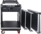Sound Town Heavy-Duty 1/2" (12mm) Plywood 14U PA DJ Pro Audio Rack/Road ATA Case with 11U Slant Mixer Top, Locking Drawer, 20’’ Rackable Depth and Casters (STMR-14D3)