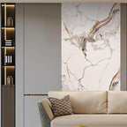 Dundee Deco Faux Marble Wall Panels - 2 ft X 4 ft - Glossy, Waterproof Indoor Wall Cladding - White, Black, Brown Veins - Set of 4 - Covers 31 sq ft