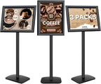 Mutualsign 3Pcs Heavy Duty Pedestal Sign Holder for Display, 11 x 17 inches Adjustable Floor Standing Sign Holder with Weighted Base , Sign Stand for Indoor/Outdoor Advertising，Black