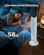 VEVOR Tower Fan, 22 ft/s Velocity Quiet Floor Fan, 70° Oscillating Fans for Indoors with 3 Speeds, 4 Modes, 12H Timer, Portable Standing Bladeless Fan with Remote Control for Bedroom, Office, Home