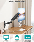 LIFTGO Monitor Wall Mount for 13 to 32 Inch Computer Screens, Height Adjustable Single Wall Mount Monitor Arm Holds Up to 19.8lbs, Full Motion Wall Bracket, VESA Mount 75x75, 100x100, Black