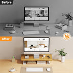 NestNeat Monitor Stand - 24 Inch Wood Monitor Stand Riser, 220 Pounds Load Capacity Desk Monitor Riser for Laptop/PC/Printer, Desktop Stands Organizer for Home Office