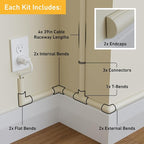 D-Line 13.12ft Cord Hider Kit, Patented Cable Cover, Hide Wires on Wall, Channel for TV Mount Cords, Raceway Wire Hiders, Paintable, Adhesive, Half Round, 4X 1.18in W x 0.59in H x 39in Lengths, Beige