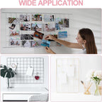 PATIKIL 8"x8" Wire Grid Panel, 2 Pack Board Photo Pictures Memo Display Grid Panels Hanging Organizer Wall Decorative Panel for Home Office Wedding, Pink