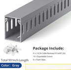 ZhiYo H1.6in W1.2in Professional Server Rack Cable Management Raceway, 99in (6X L16.5in) Cable Raceway Kit, Electrically Safe PVC Open Slot Wire Raceway for Under Desk/Computer/Network Cords, Grey