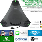 USB Speakerphone with Dual Hub - Conference Room Omnidirectional Microphone and Speaker, Computer Speakers with Microphone for Home Office, 360° Voice Pickup & Noise Reduction Mics for 8-10 People