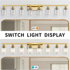 DIKAIDA 8 Light Gold Vanity Lights Over Mirror, 52inch Gold Bathroom Light Fixtures Modern Vanity Lights Gold Bathroom Wall Lighting for Mirror Bedroom,Living Room