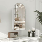 Silver Medicine Cabinet with Arched Mirror, Left or Right Opening, Mirrored Medicine Cabinet Wall Mounted, Bathroom Vanity Mirror with Storage, Adjustable Shelves, Not Recessed, 16x32 inch