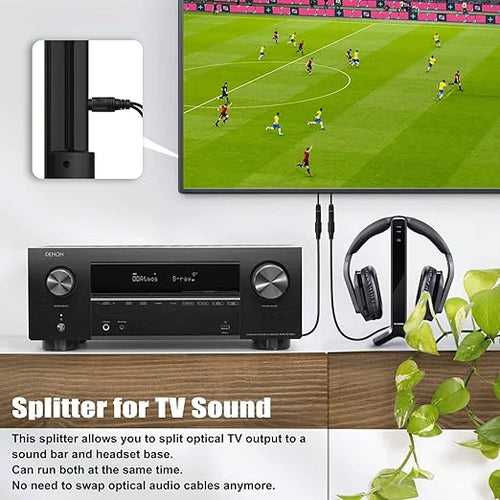1x2 Digital Audio Splitter, Toslink Digital Fiber Optic Audio Splitter 1 Male Input 2 Female Output (for Home Theatre, Xbox, PS3/PS4)